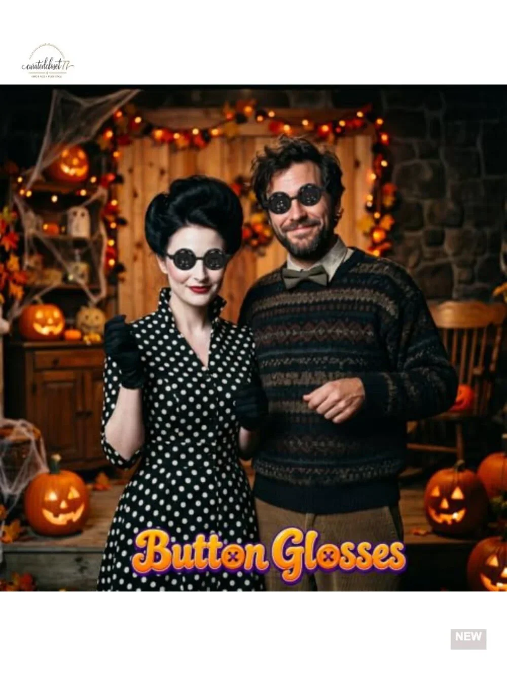 Button Eye Glasses Halloween Costume Cosplay Party Accessories Round